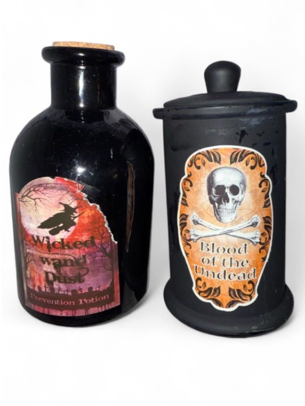 Halloween Magic Spell Potion Glass Bottles with Label Stickers